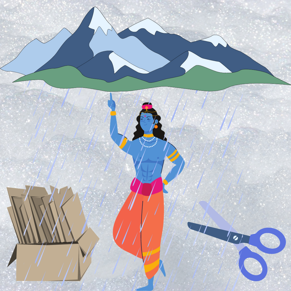 Buy Krishna Leela - Gowardhan Parvat Madhubani Painting - A4 Size Frame  Online Indic Inspirations – indic inspirations