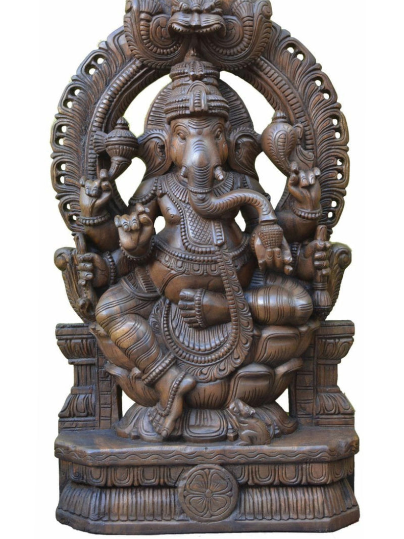 Shop Ganesha in Teak Wood Carving by Roshan Vimal