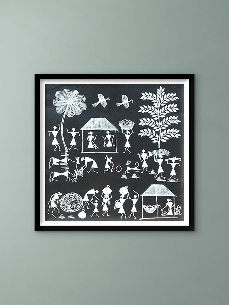 Shop A Rural Countryside, Warli Art by Dilip Bahotha