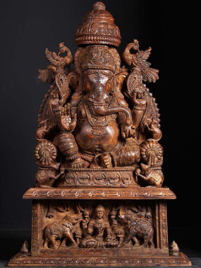 Shop Ganesha in Teak Wood Carving by Roshan Vimal