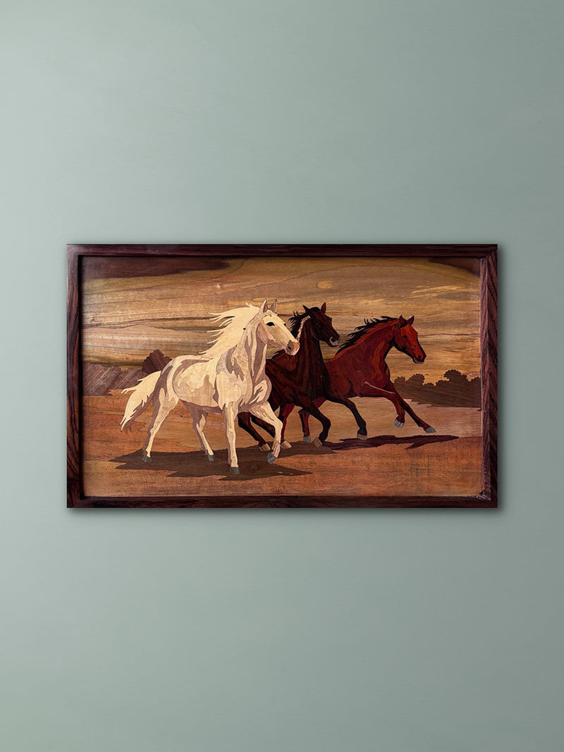 Purchase Horses In Wood Inlay by Mohan Kumar