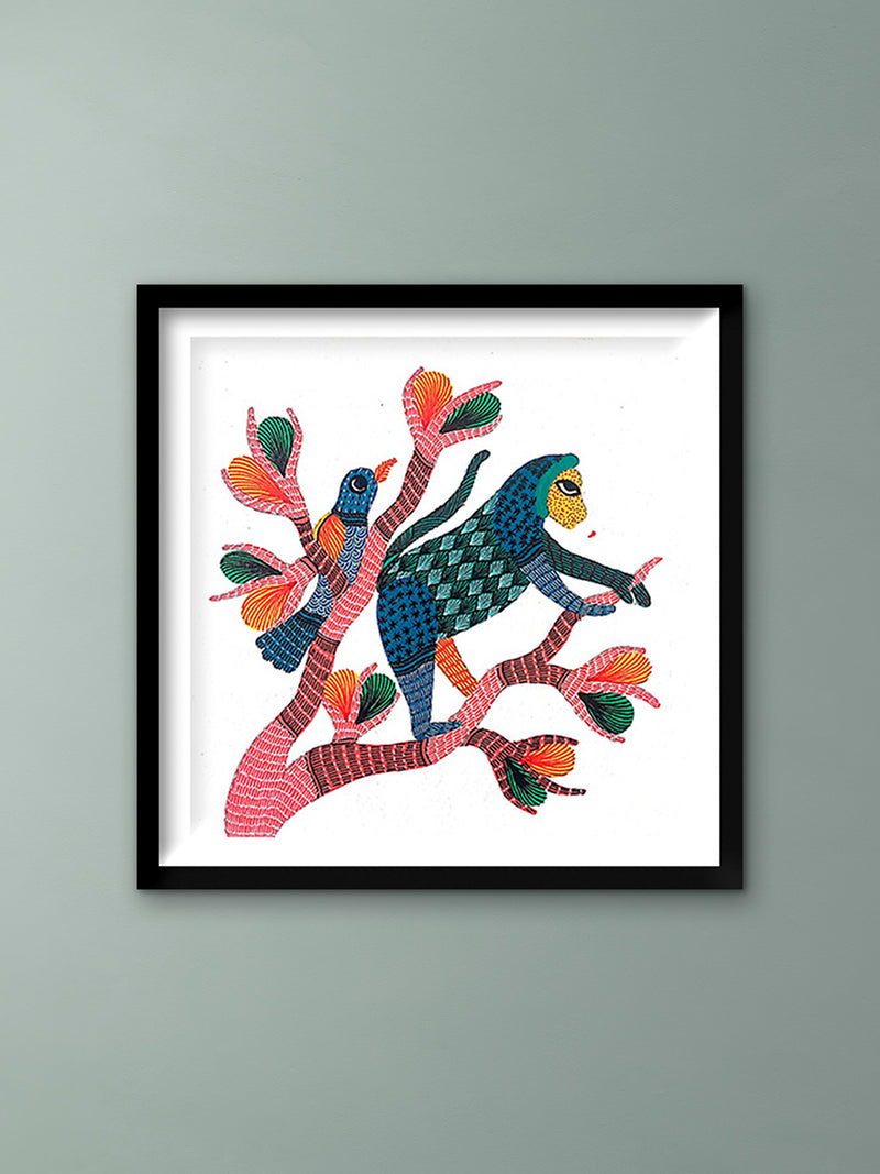 Order Monkey & a Bird In Gond by Kailash Pradhan paintinng