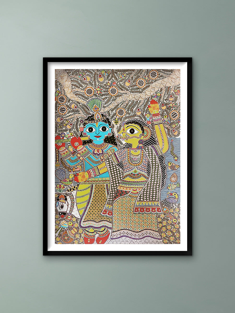 Radha Krishna In Madhubani by Ambika Devi order 