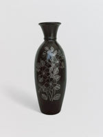 Shop Vase With Floral Design in Black Pottery by Ramjatan Prajapati