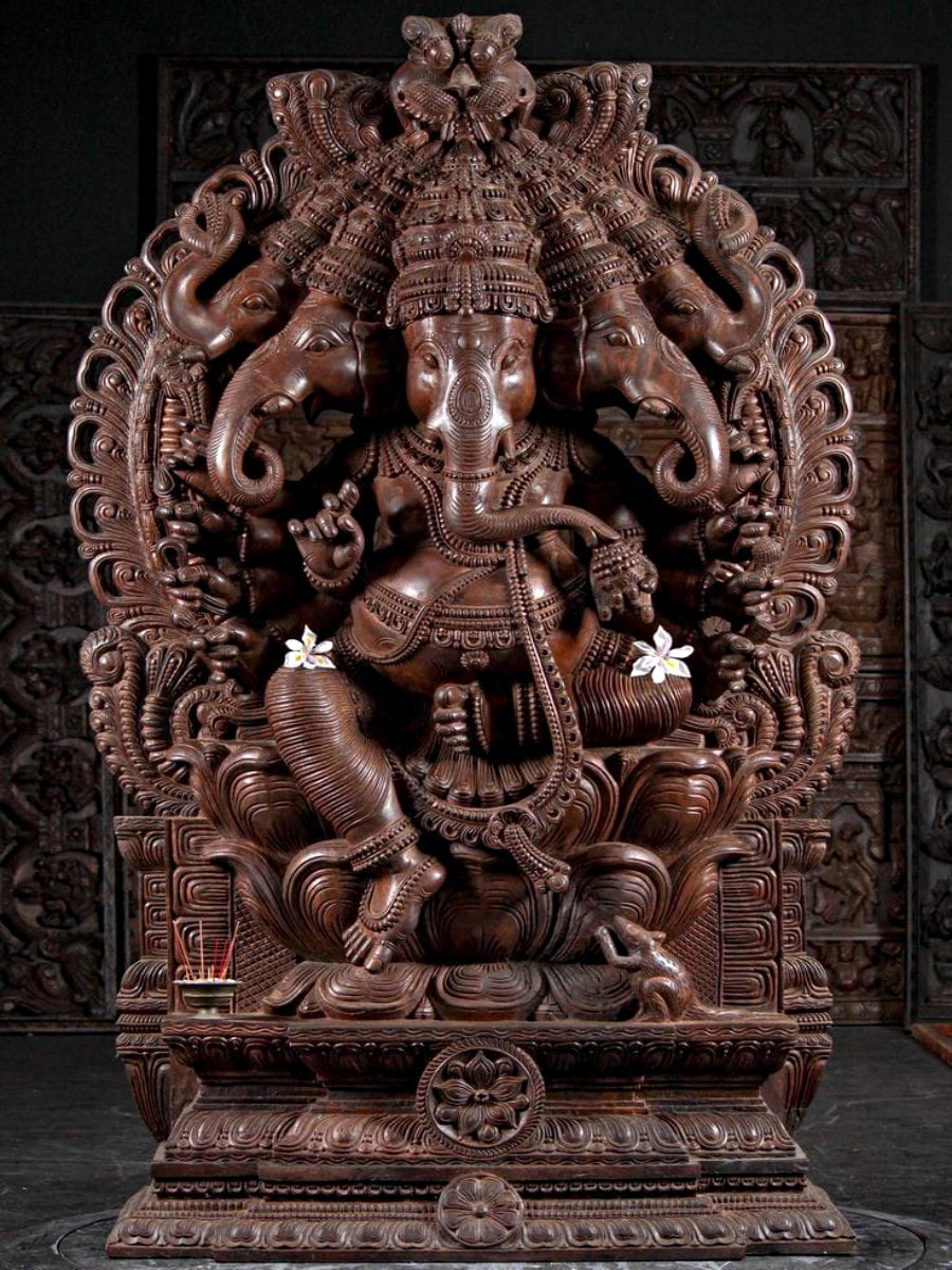 Shop Ganesha in Teak Wood Carving by Roshan Vimal