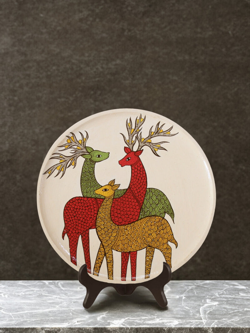 Buy 12" Three Deers Gond Wall Décor Plate