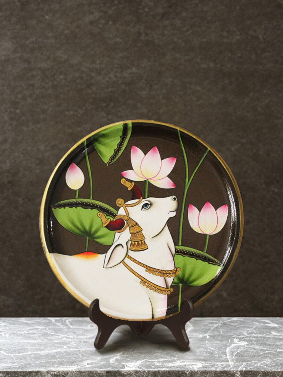 Shop 8" Brown Half Cow Pichwai Décor Plate