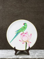 Shop Parrot & Lotus on White Pichwai Wall Décor Plate