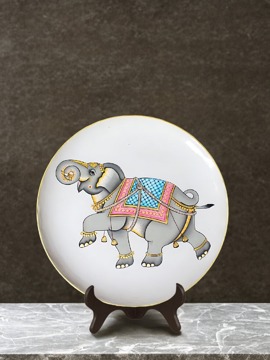 Shop  Prancing Elephant Decor Plate on White