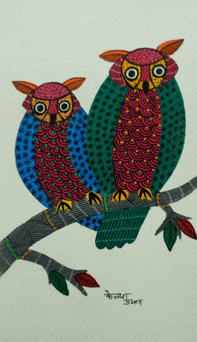 Shop A pair of owls in Gond by Kailash Pradhan