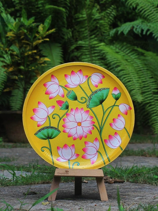 Shop Yellow Lotus Swamp Pichwai Wall Décor Plate