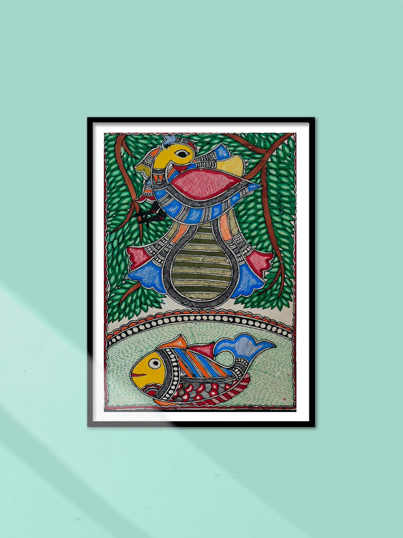 Shop Peacock and fish in Madhubani By Ambika Devi