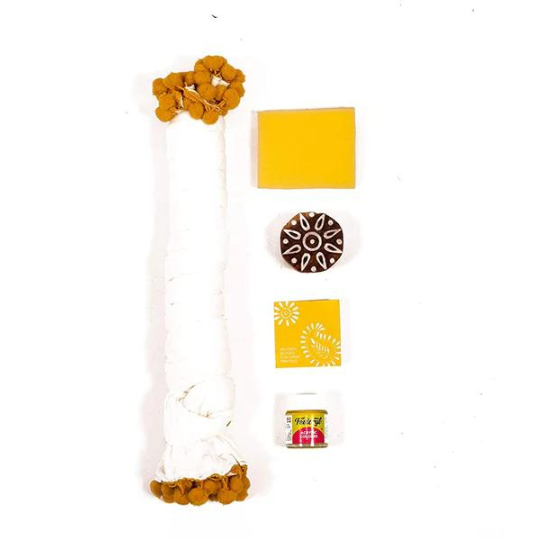 POTLI Handmade Wooden Block Print DIY Craft Kit r Dupatta -Yellow Butterfly  (For All Ages)