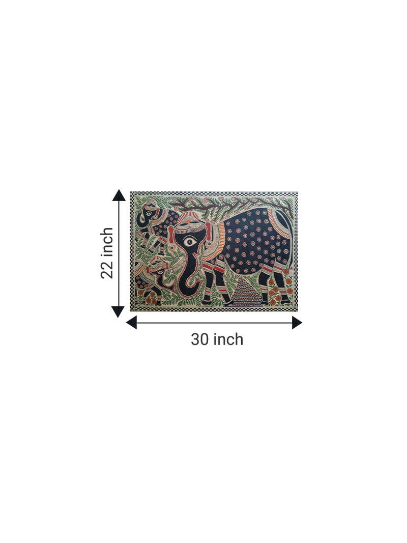 Elephant and the calf in Madhubani for sale