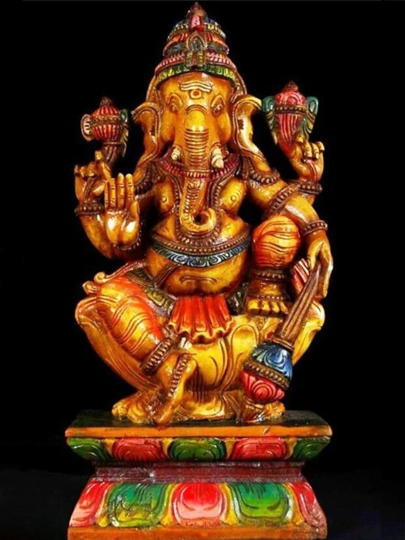 Shop Ganesha in Teak Wood Carving by Roshan Vimal