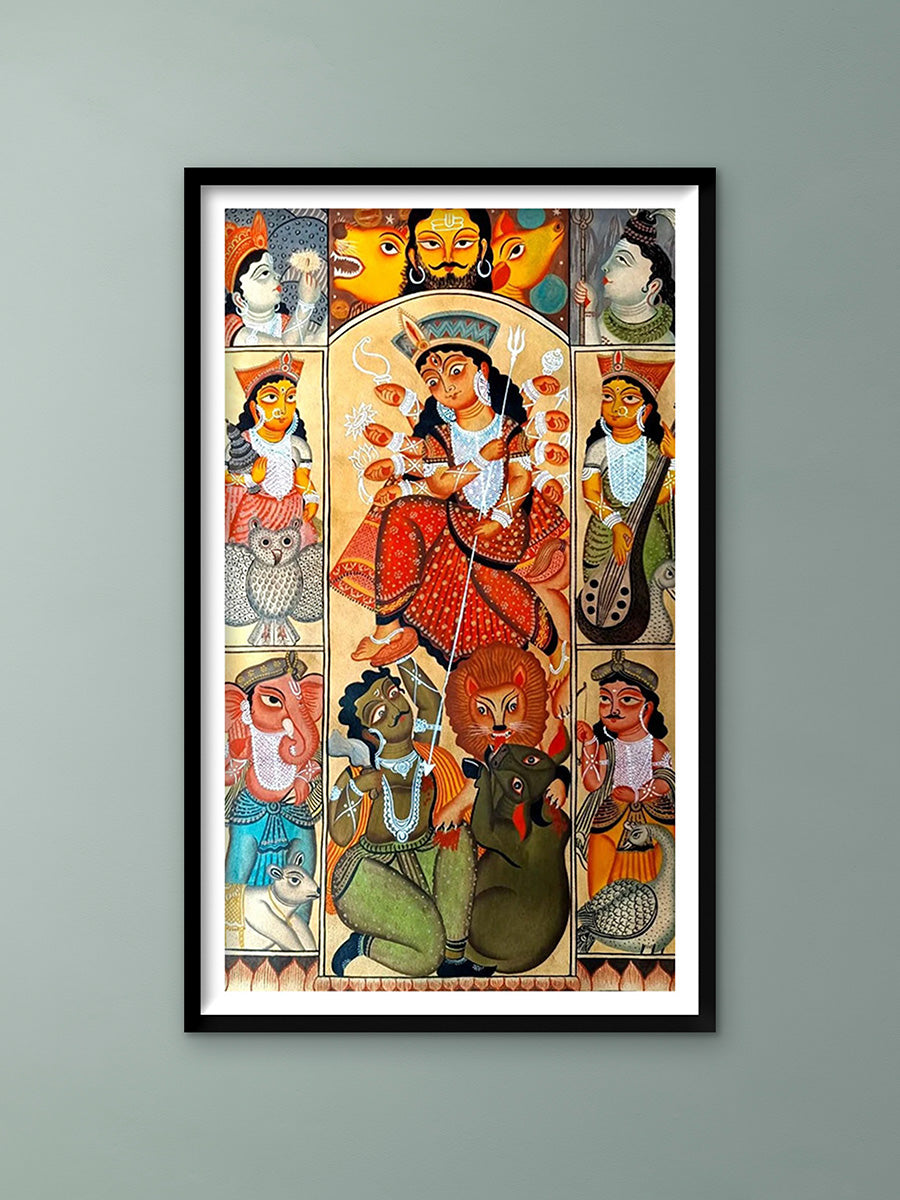 Shop Mahishasura Mardini in Kalighat Art by Bapi Chitrakar