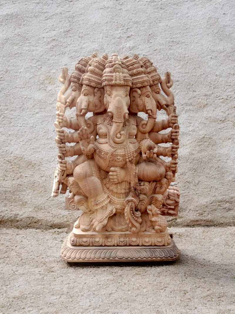 Shop Panchamukhi Ganesha in Wood carving by K.P. Dharmaian