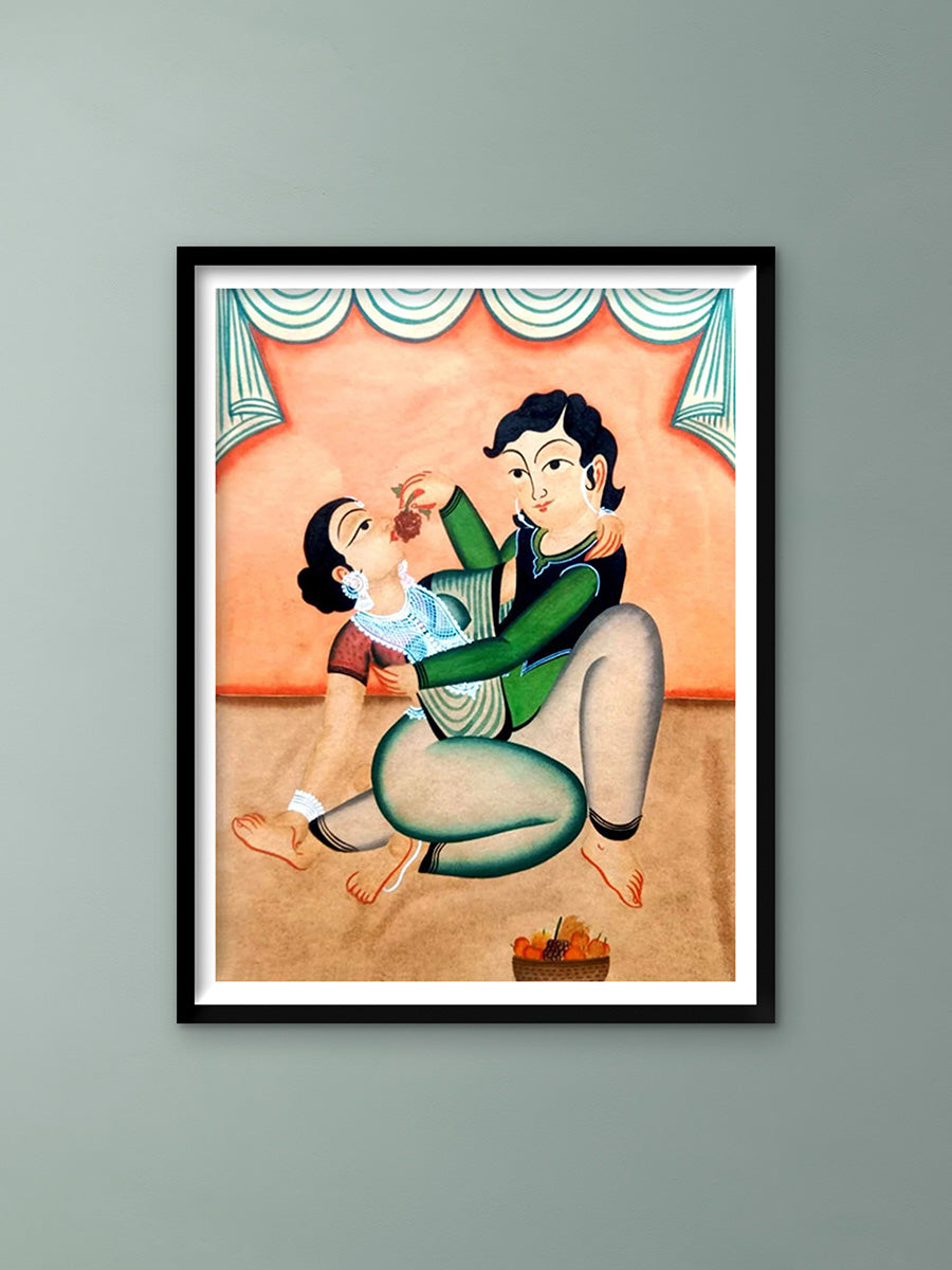 Shop Tender Embrace in Kalighat Painting by Bapi Chitrakar
