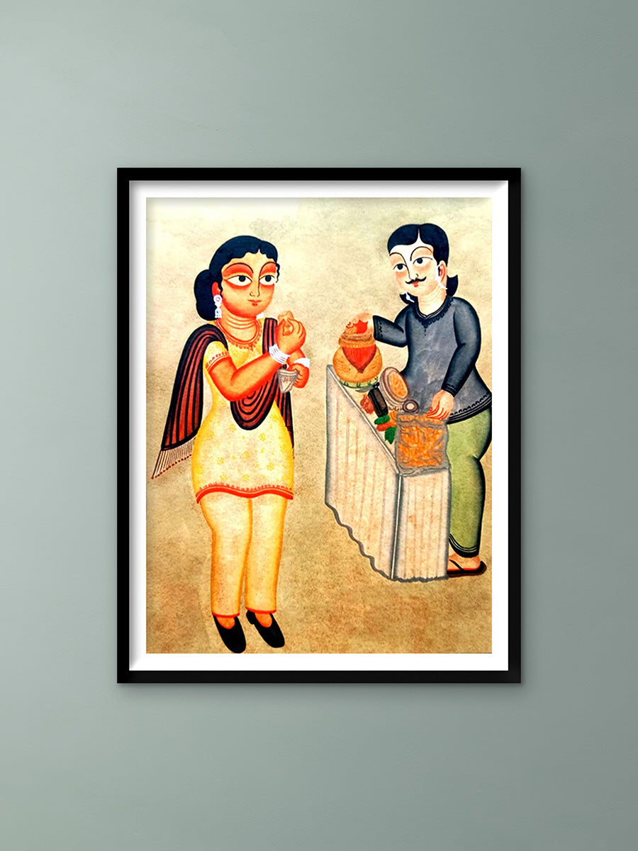 Shop The Phuchkawala in Kalighat Art by Bapi Chitrakar