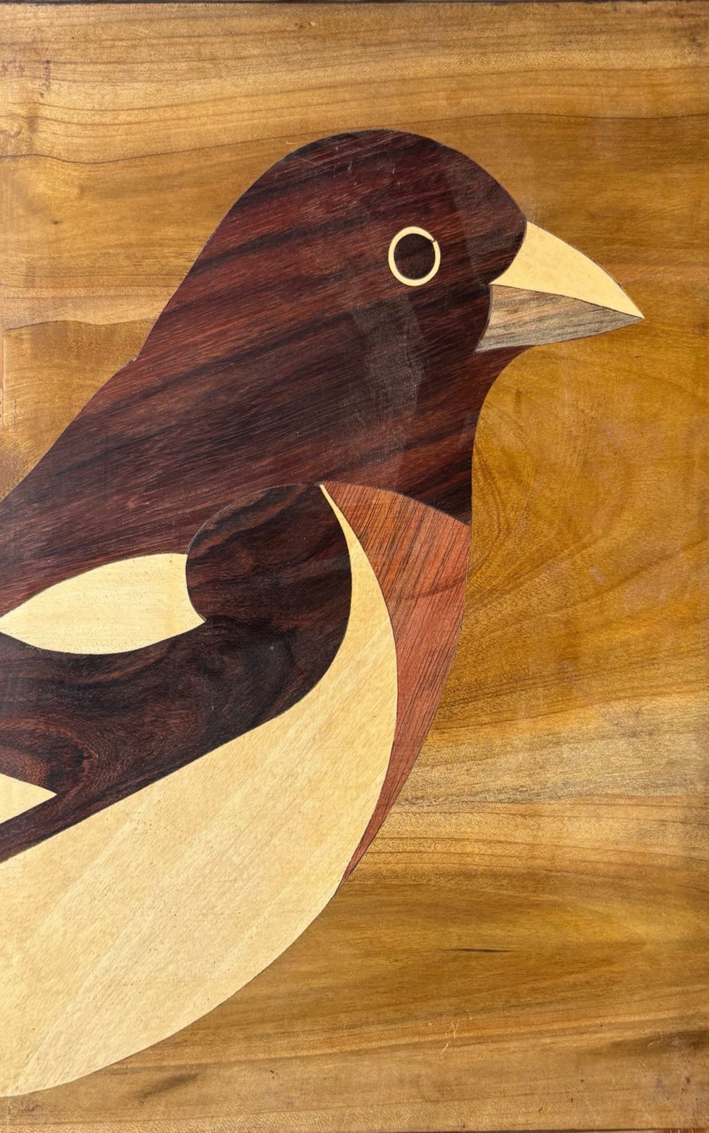 Sparrow in Wood Inlay by Mohan Kumar