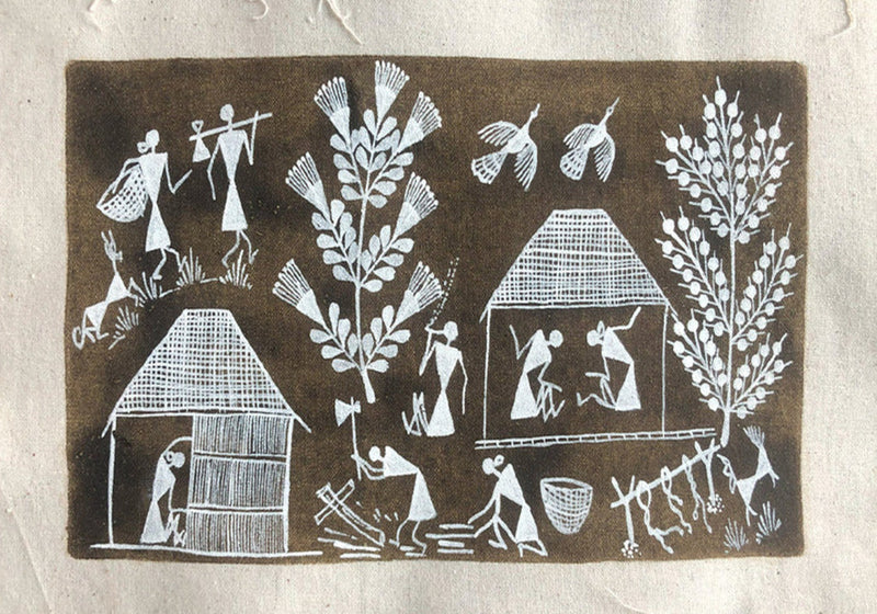 Buy A Warli Village, Warli Art by Dilip Bahotha