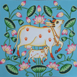 Buy Cow with calf Pichwai by Shehzaad Ali Sherani
