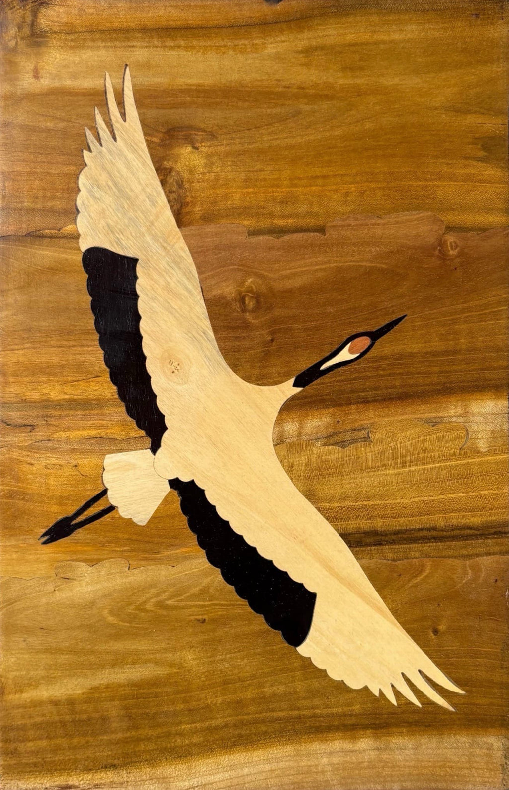 Crane  in Wood Inlay by Mohan Kumar for Sale