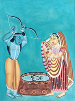 Draupadi's Swayamvar In Kalighat by Hasir Chitrakar for Sale