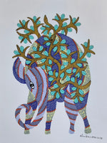 Elephant in Gond by Saroj Venkat Shyam for Sale