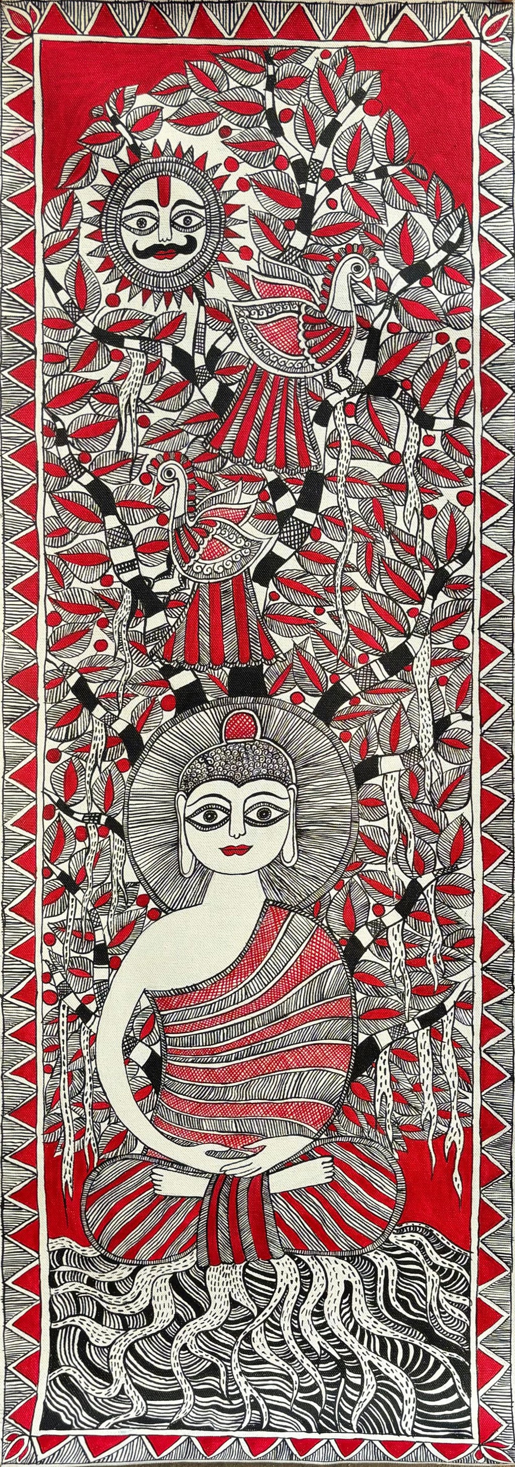 Purchase Enlightening of Buddha In Madhubani by Izhar Ansari