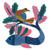 Fish and bird in Gond by Kailash Pradhan painting for sale