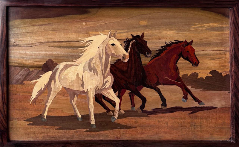 Buy Horses In Wood Inlay by Mohan Kumar