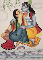 Krishna and Radha In Kalighat by Anwar Chitrakar for paiting