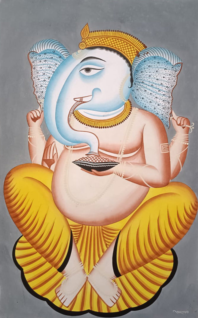 Lord Ganesha In Kalighat by Anwar Chitrakar artwork for sale