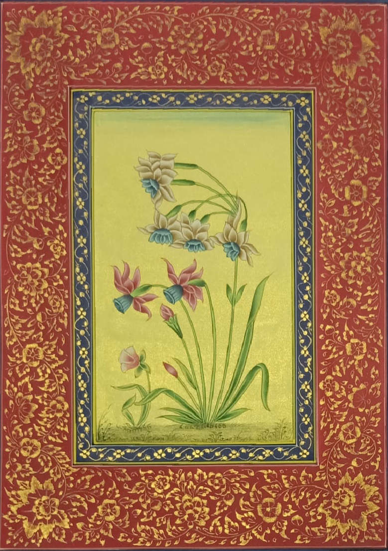 Buy Mughal Flowers in Miniature Painting by Mohan Prajapati