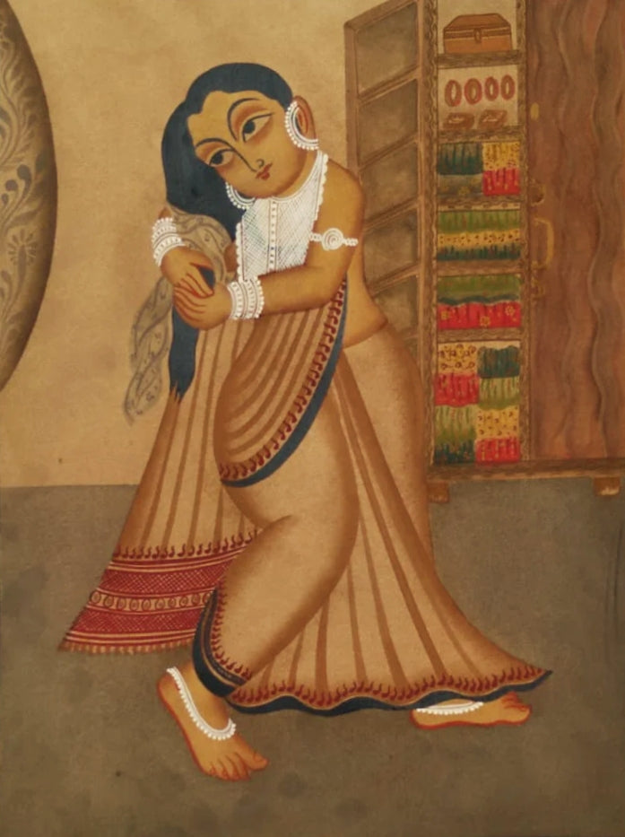 Buy Quiet Reflection: Kalighat Art by Bapi Chitrakar