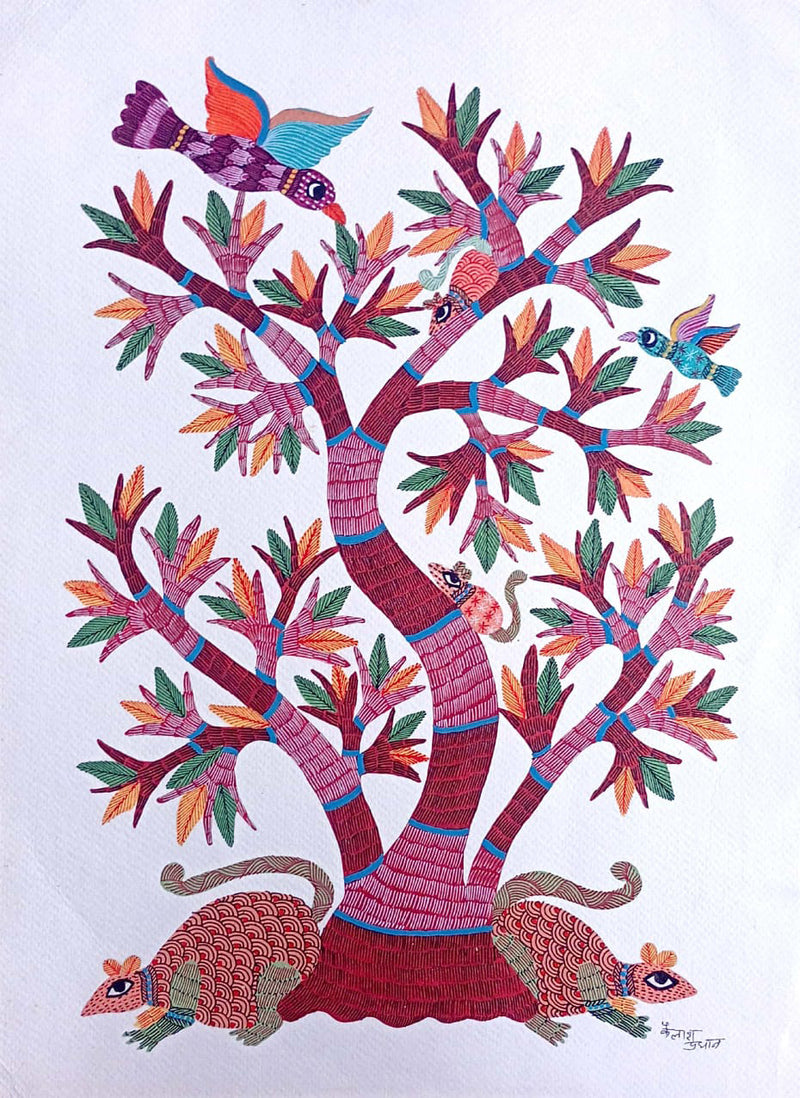 The Blissful Harmony in Gond by Kailash Pradhan for Sale