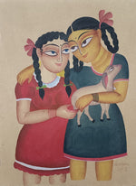 Two Girls In Kalighat by Anwar Chitrakar painting for sale