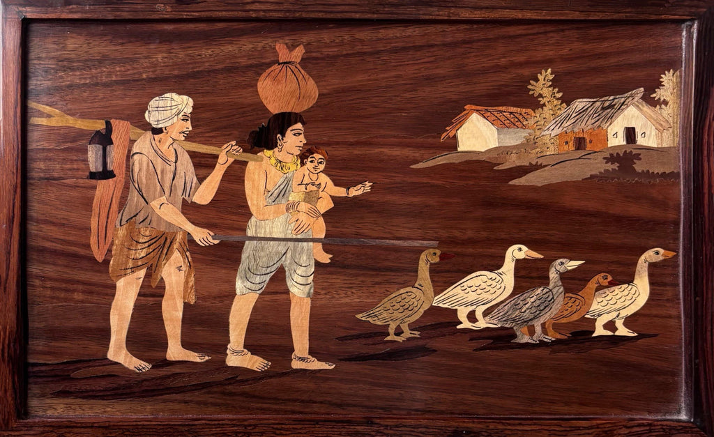 Village scenes in Wood Inlay by Mohan Kumar Painting Online