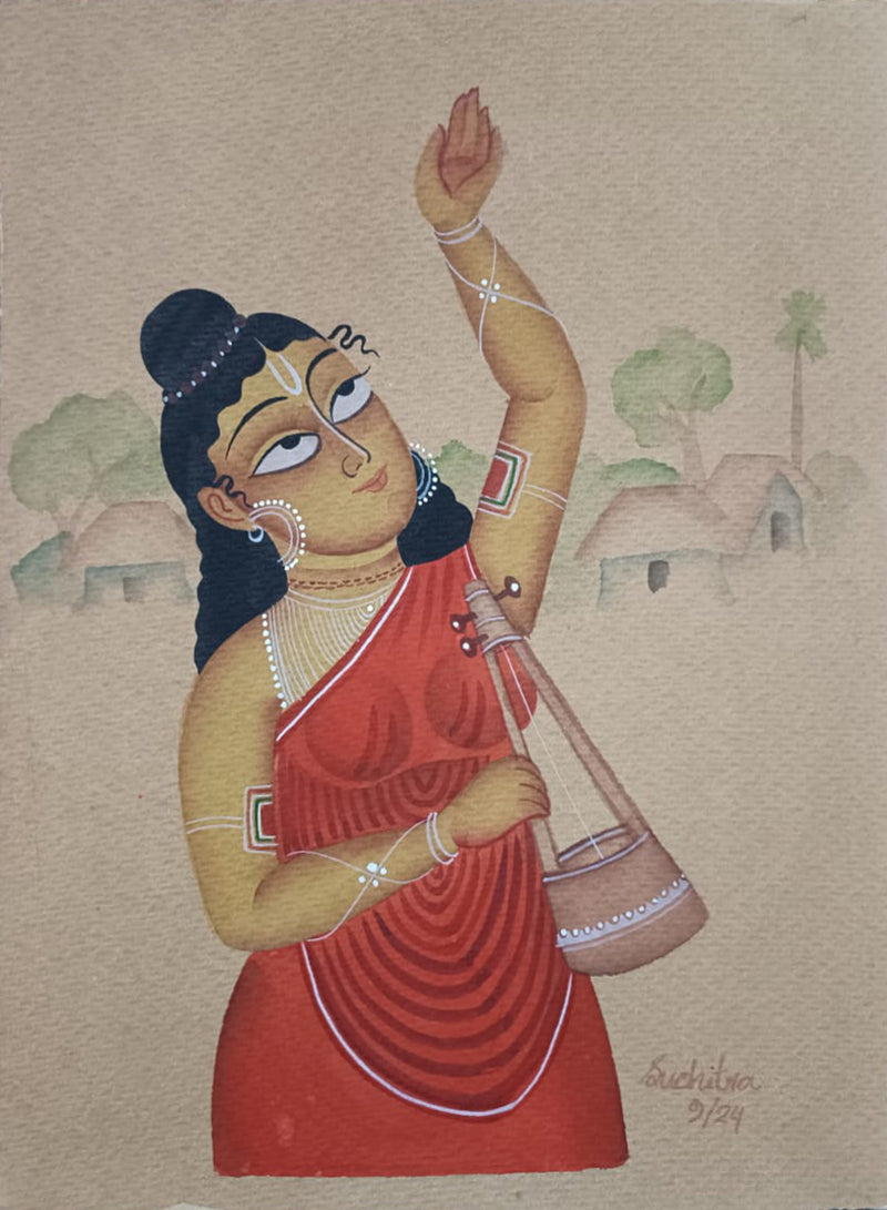 Yogini In Kalighat by Anwar Chitrakar for sale