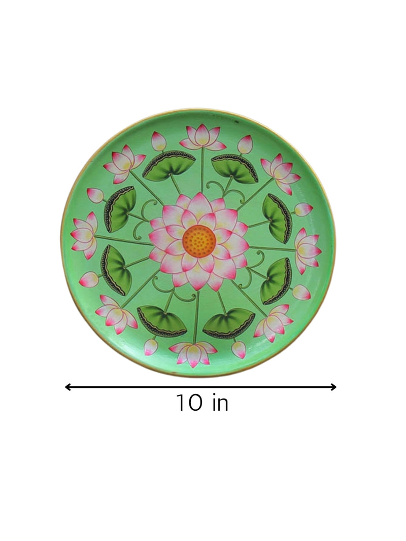 Buy Sea green Lotus Chakra Pichwai Wall Décor Plate