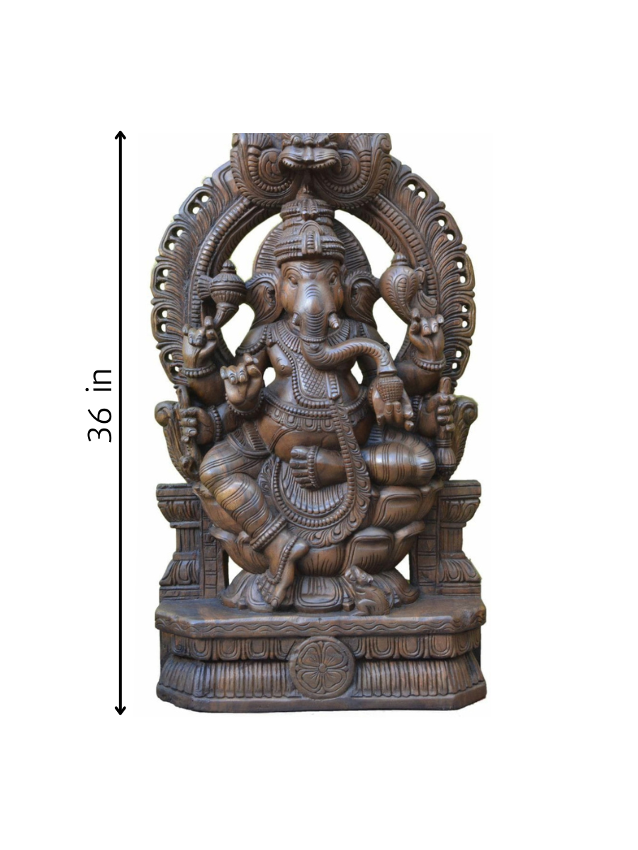 Ganesha in Teak Wood Carving artwork for sale