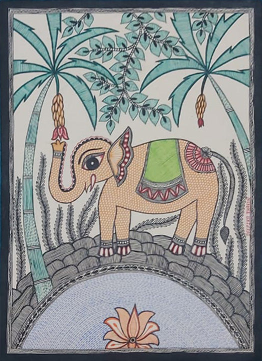 Buy Majestic Elephant in Madhubani by Priti Karn