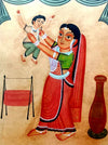 Buy The Childhood in Kalighat Art by Bapi Chitrakar