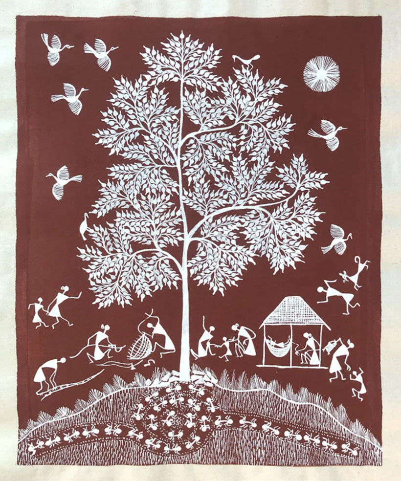 Buy Tribal Warli Community, Warli Art by Dilip Bahotha