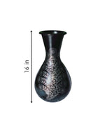 Vase With Floral Design in Black Pottery for sale