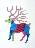 Deer in Gond by Kailash Pradhan Painting for Sale