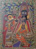 Buy Krishna playing with Radha in Nandan garden in Madhubani from Naina Creation