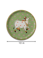 10" Mint Green Jaali Cow Pichwai Wall Décor Plate