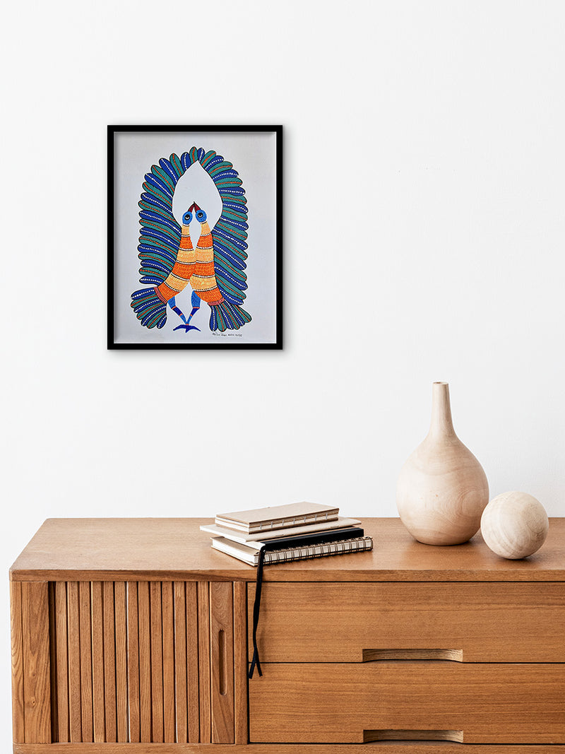 Peacocks In Gond by Saroj Venkat Shyam for Sale